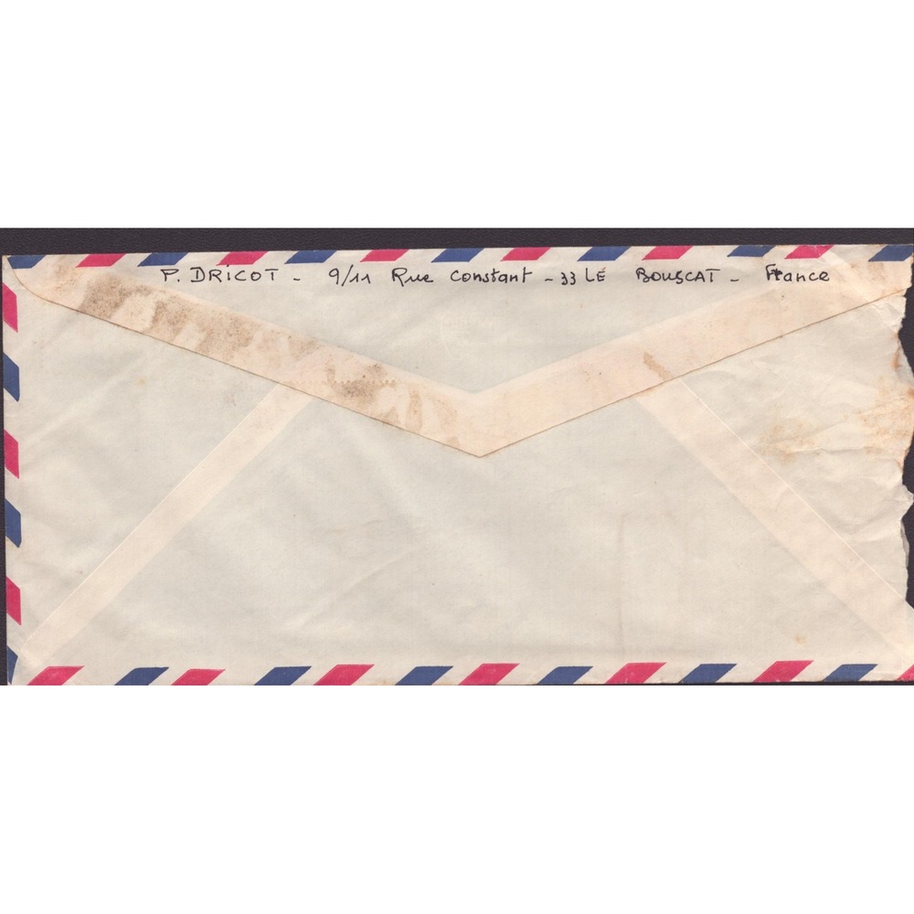 Vintage 1972 France to USA Air Mail Envelope French Republic Stamps Le Bouscat - Picture 2 of 2